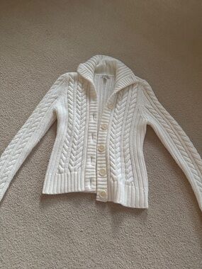 St. John’s Bay Cable Knit Button Up Turtleneck Cardigan
